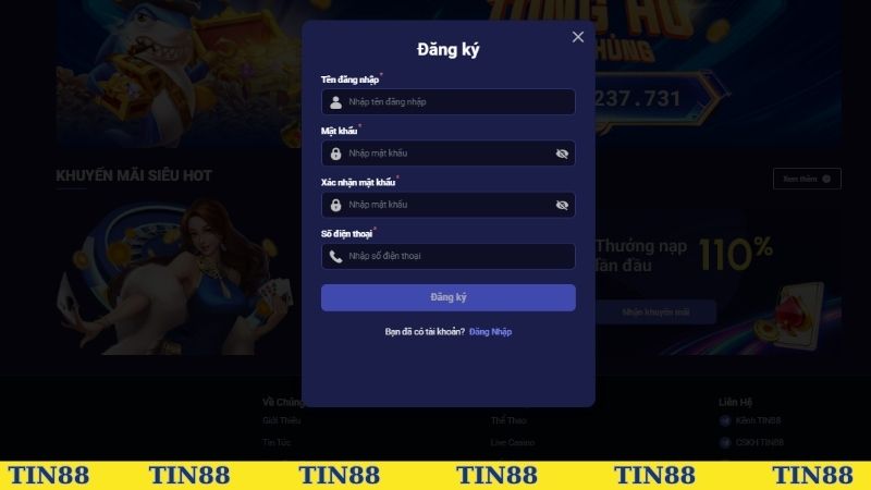 Hoàn thành đăng ký tài khoản siêu tốc trên trang web