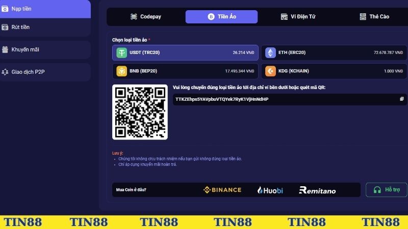 Nhà cái tích hợp nhiều phương thức nạp tiền